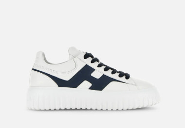 Hogan sneakers hogan h-stripes in pelle bianca h blu