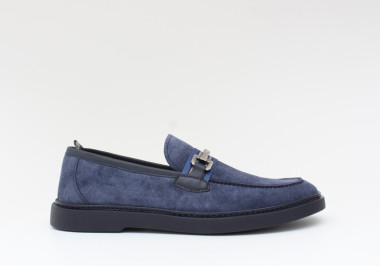 Rossi mocassino camoscio con morsetto tessuto + acciaio