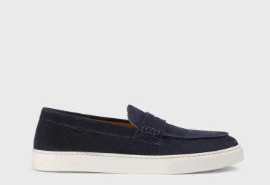 Doucals sneaker mocassino penny visone blu fondo gesso