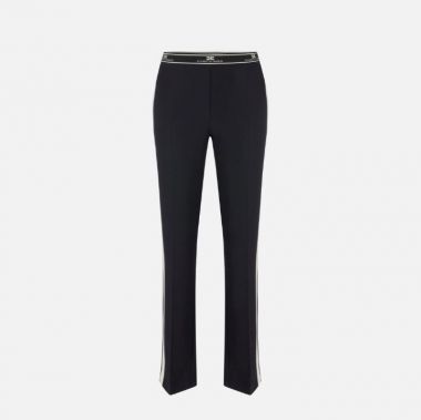 Elisabetta franchi pantalone dritto in crepe con banda laterale