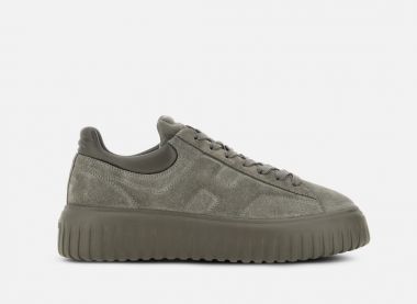 Hogan sneaker hogan h-stripes in camoscio grigio
