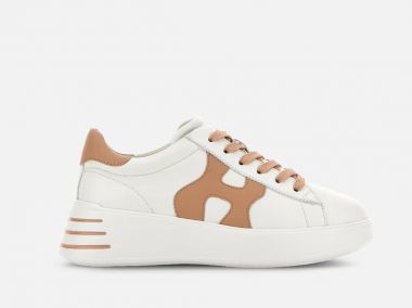 Hogan sneakers hogan rebel in pelle liscia bianca h e retro rosa