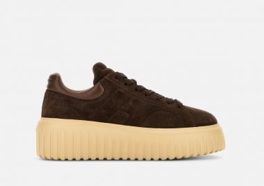 Hogan sneakers hogan h-stripes in camoscio marrone