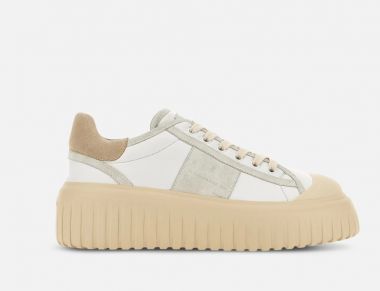 Hogan sneakers hogan h-stripes in nappa con inserti camoscio punta gomma