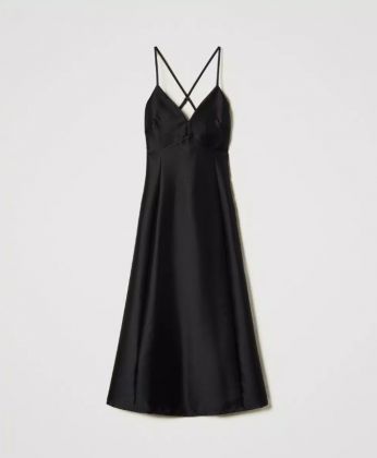 Actitude twinset abito lungo in cotone nero