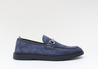 Rossi mocassino camoscio con morsetto tessuto + acciaio
