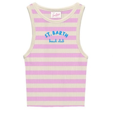 Saint barth top righe orizzontali bianco/rosa