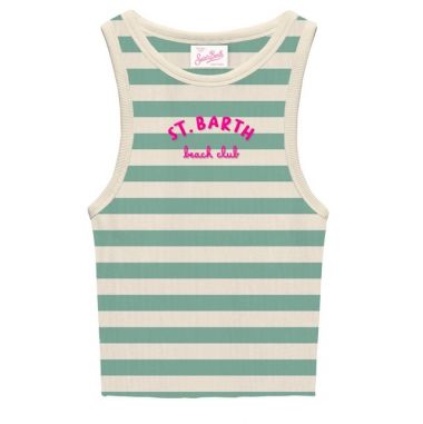 Saint barth top righe orizzontali bianco/verde