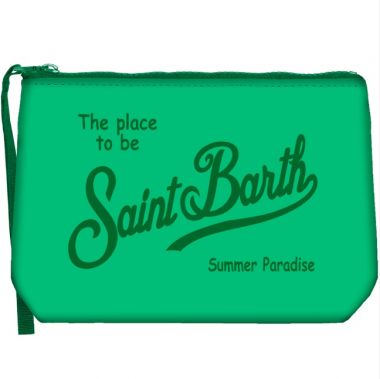 Saint barth pochette in scuba verde+ st barth bianco