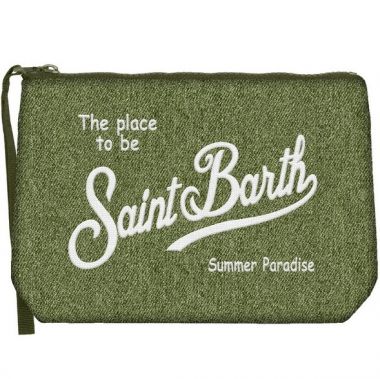 Saint barth pochette denim verde militare