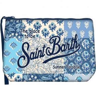 Saint barth pochette in scuba fantasia multi blu azzurro