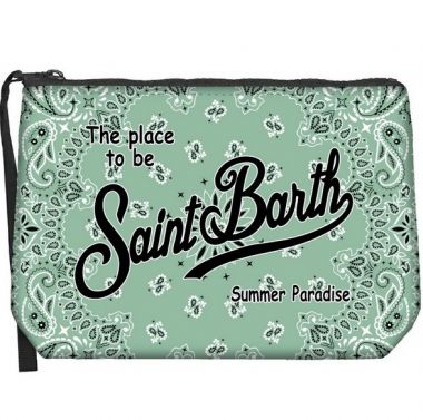 Saint barth pochette in scuba fantasia bandana acquamarina