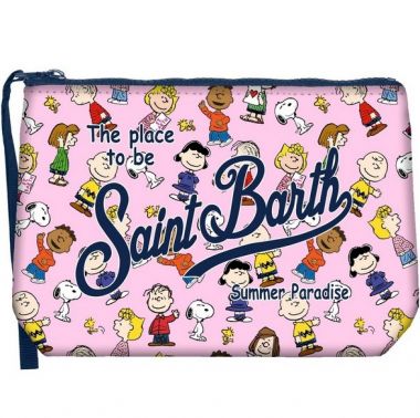 Saint barth pochette in scuba rosa + gruppo snoopy