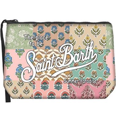 Saint barth pochette in scuba fantasia fiori multi