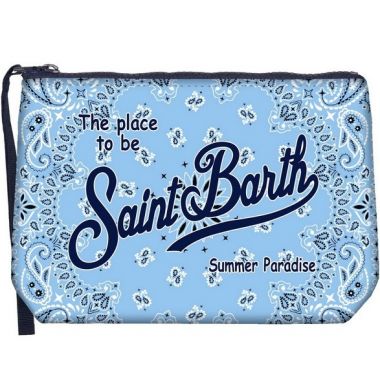 Saint barth pochette in scuba fantasia bandana azzurra