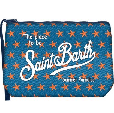 Saint barth pochette in scuba bluette + stelle marine