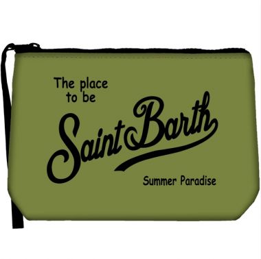 Saint barth pochette in scuba verde militare+ st barth nero