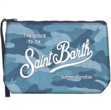 Saint barth pochette in scuba mimetico blu