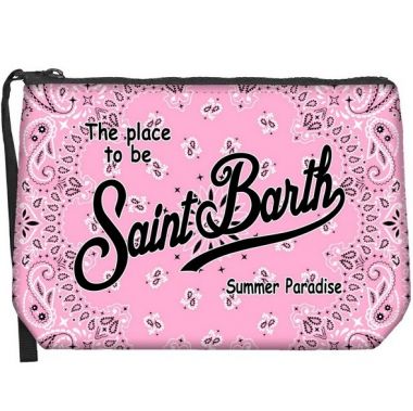 Saint barth pochette in scuba bandana rosa