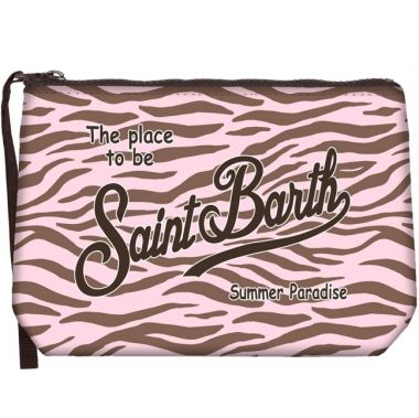 Saint barth pochette in scuba zebrata rosa