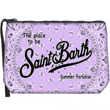Saint barth pochette in scuba stampa bandana lilla
