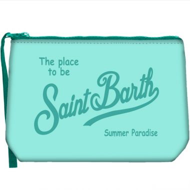 Saint barth pochette in scuba verde tiffany+ st barth azzurro