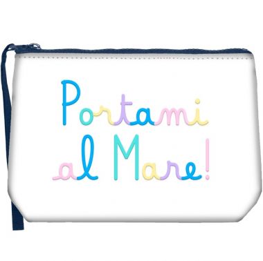 Saint barth pochette in scuba fondo bianco portami al mare