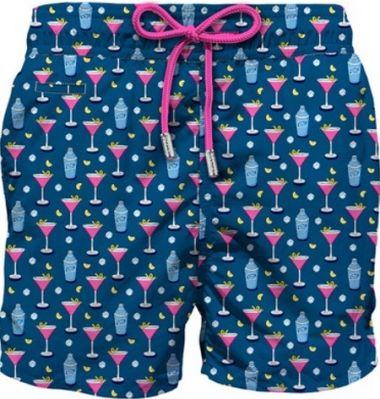 Saint barth costume boxer fondo blu shaker e cosmopolitan fluo