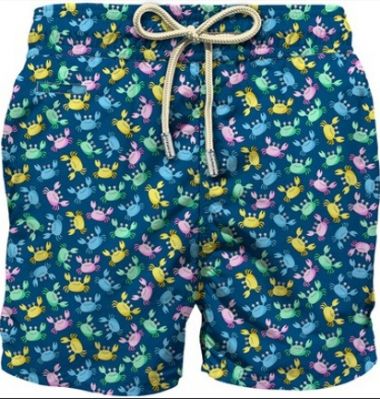 Saint barth costume boxer fondo blu granchietti multi