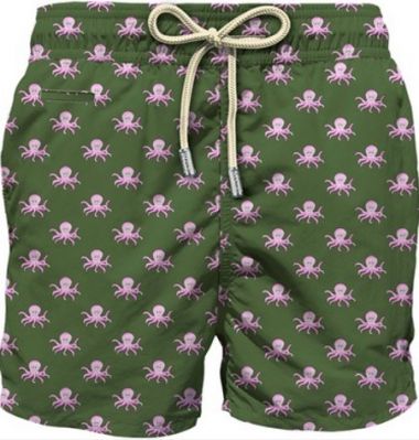 Saint barth costume boxer fondo veerde militare polipi rosa