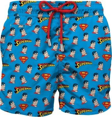 Saint barth costume boxer fondo bluette stampa mini superman