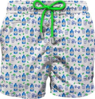 Saint barth costume boxer fondo bianco stampa micro gin e pesetti