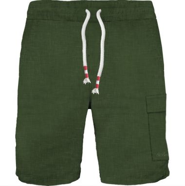 Saint barth bermuda in lino verde militare