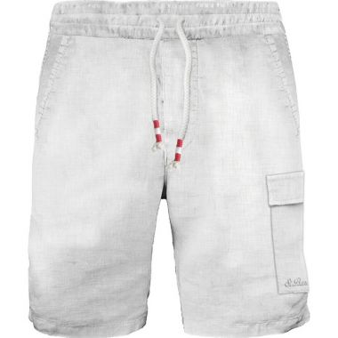 Saint barth bermuda in lino bianco