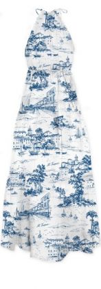 Saint barth abito lungo scollo america fondo bianco paesaggio blu