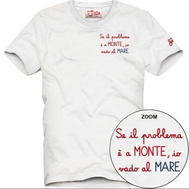 Saint barth t-shirt uomo bianca se il problema è a monte io vado al mare