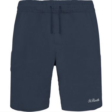 Saint barth pantaloncino in maglia con coulisse blu