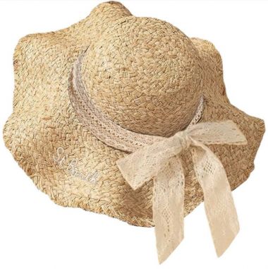 Saint barth cappello falda larga in paglia con fiocco