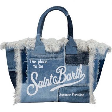 Saint barth borsa in canvas patch denim
