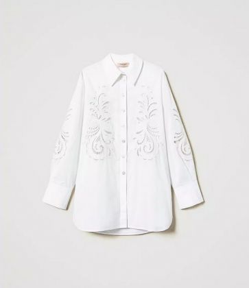 Twinset abbigliamento camicia m/l over con ricamo sangallo