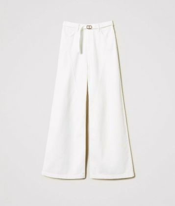 Twinset abbigliamento pantalone wide leg fit con tagli  in bull