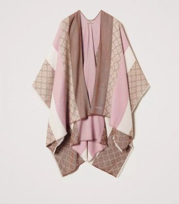 Twinset accessori poncho in tessuto jacquard a bande