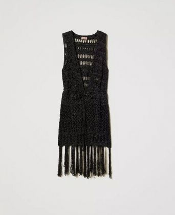 Twinset accessori gilet in maglia lurex effetto rete
