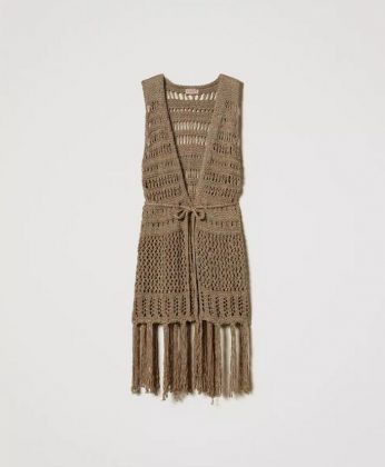 Twinset accessori gilet in maglia lurex effetto rete