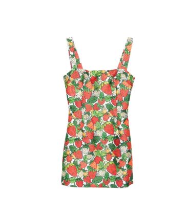 Alessandro Enriquez collection dress-abito corto spalline/duchesse-state in woven-fragole