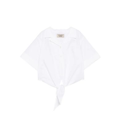 Alessandro Enriquez collection shirt-camicia crop nodo in vita/popeline unito-state in woven-pop bianco