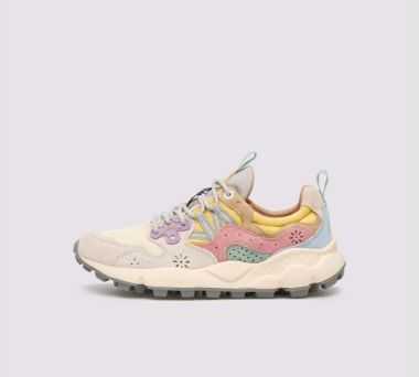 Flower Mountain sneaker suede nylon punta beige,rosa,verde,azzurro,giallo pastello